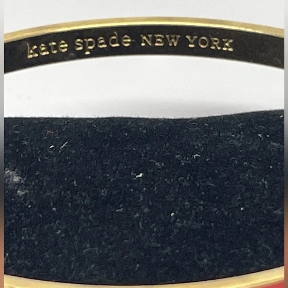 Kate Spade New York Gold Tone & Red Enamel Bangle Bracelet w/Dust Bag 3087 - Picture 4 of 6